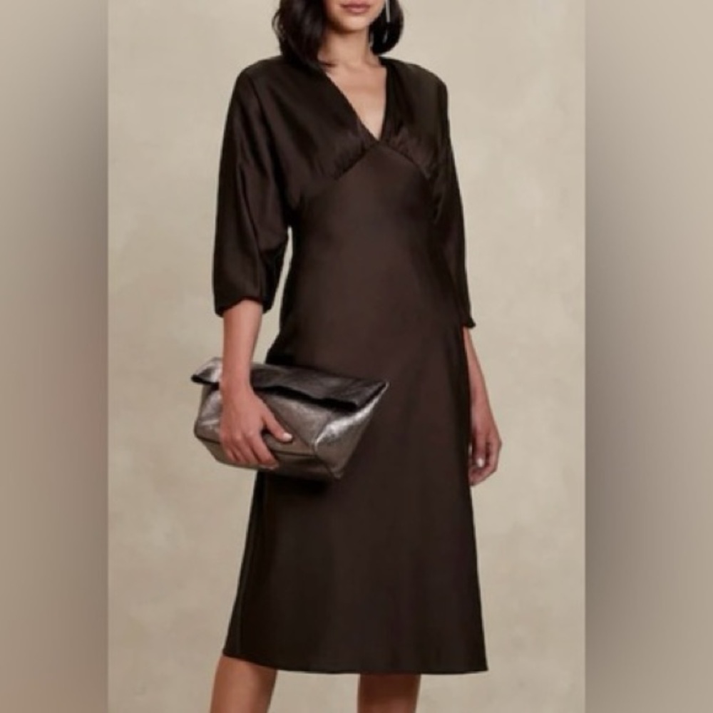 NWT Banana Republic Black Satin Dress